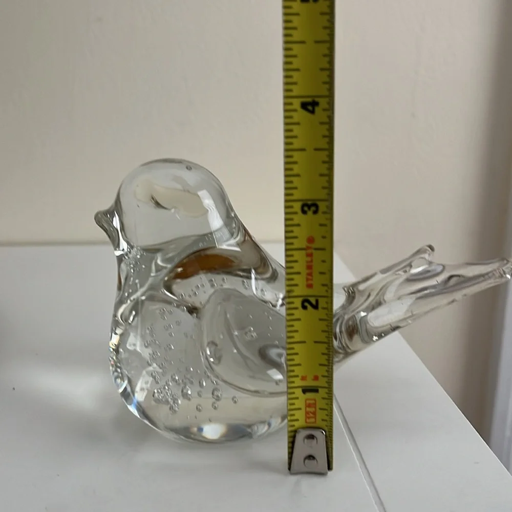 VINTAGE GLASS HAND BLOWN BIRD FIGURINE DECOR PAPER WEIGHT